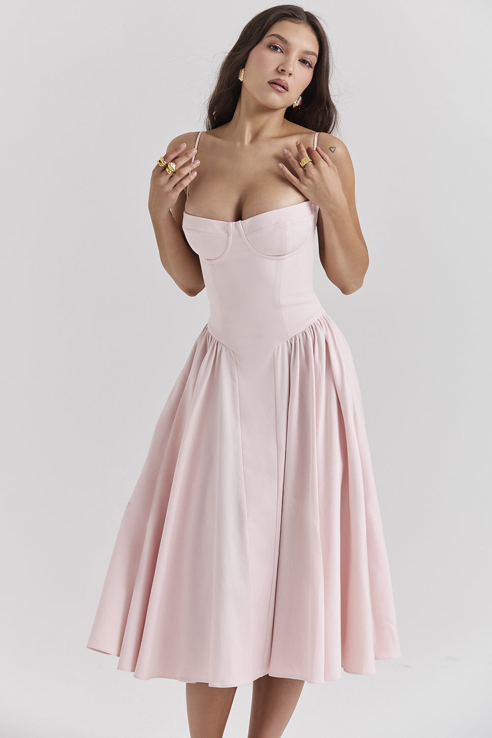 Elegant Palace Style Low-cut Suspender Large Swing Dress