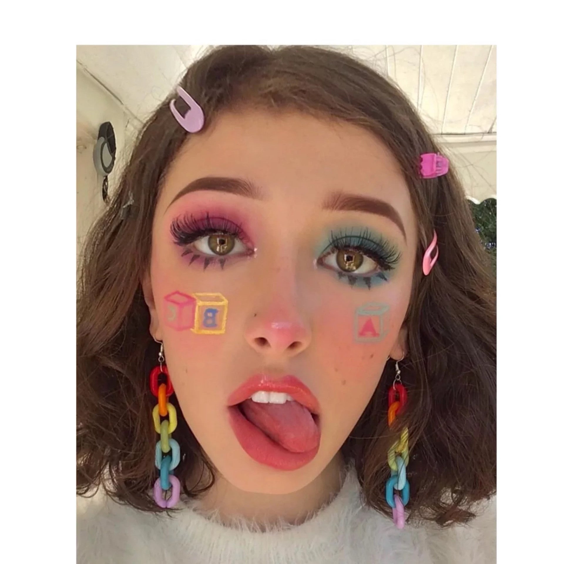 Acrylic Rainbow Chain Earrings Fun Summer