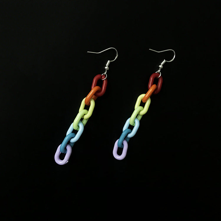 Acrylic Rainbow Chain Earrings Fun Summer