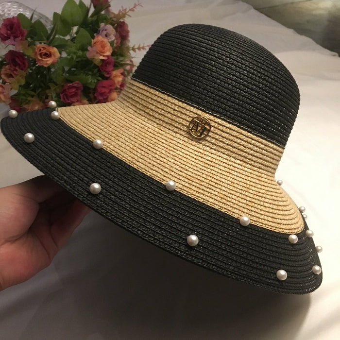 Classy Big Brim Black & White Beach Hat