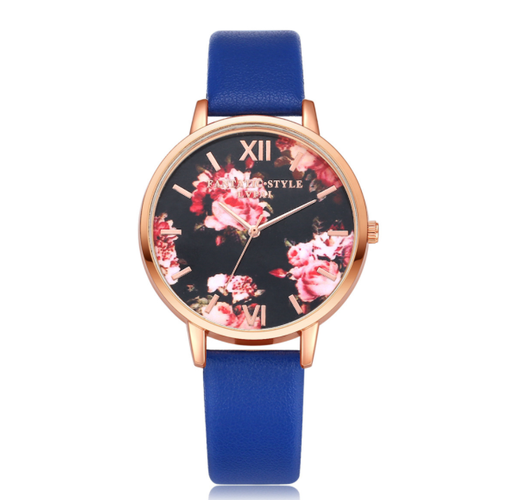Rose Watch With Leather Strap And Gold Siding Luxury Watches
