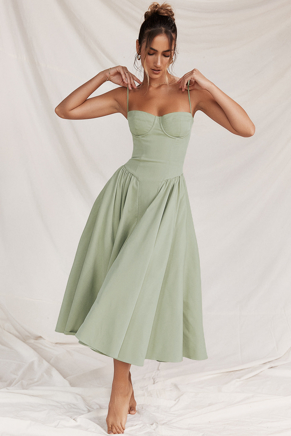 Elegant Palace Style Low-cut Suspender Large Swing Dress