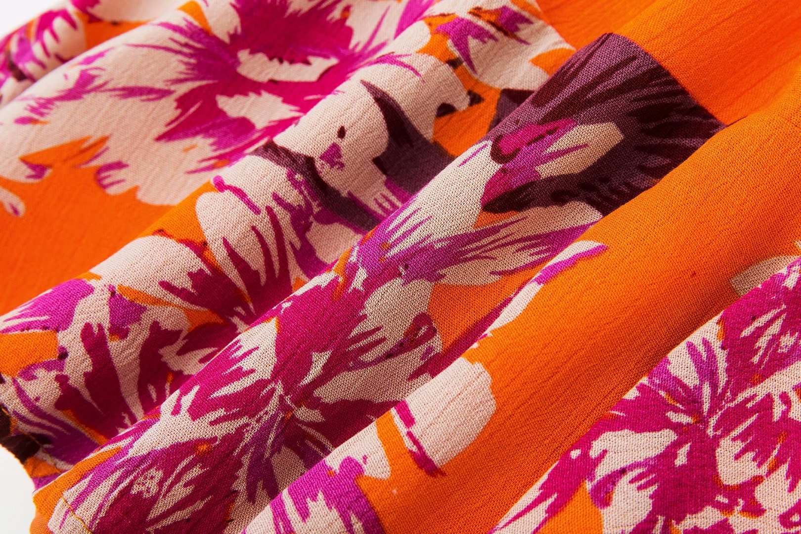 Orange Print Purple Floral Summer Beach Jumpsuit