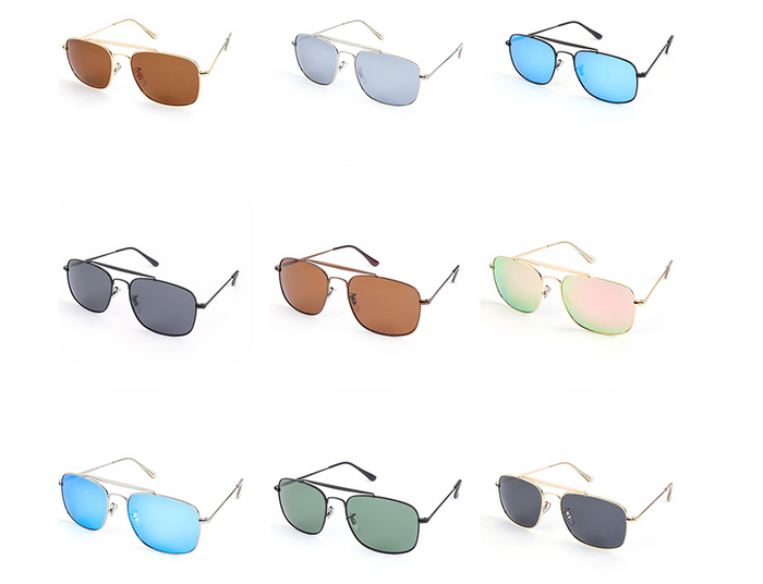 A variety of Beachy Cover Ups Metal Framed Polarized Sunglasses in different colors.