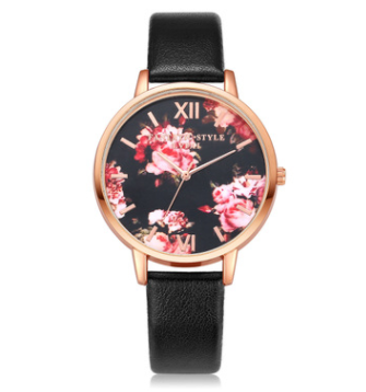 Rose Watch With Leather Strap And Gold Siding Luxury Watches
