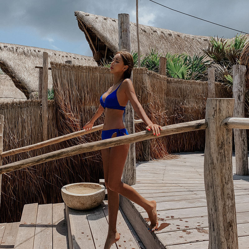 Blue Side Tie Beach Bikini
