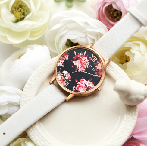 Rose Watch With Leather Strap And Gold Siding Luxury Watches