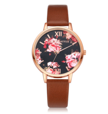 Rose Watch With Leather Strap And Gold Siding Luxury Watches