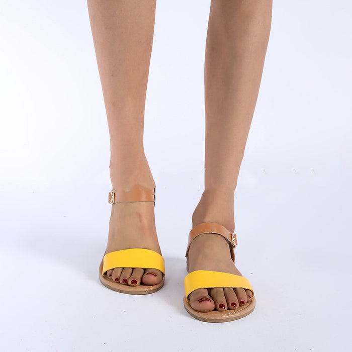 Colored Open-Toe Flat Sandals