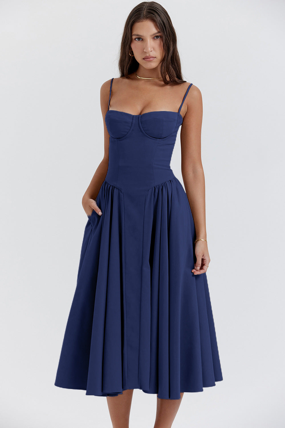 Elegant Palace Style Low-cut Suspender Large Swing Dress