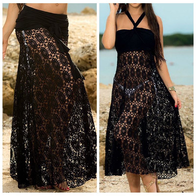 2-in-1 Solid Beach Dress Skirt - Beachy Cover Ups
