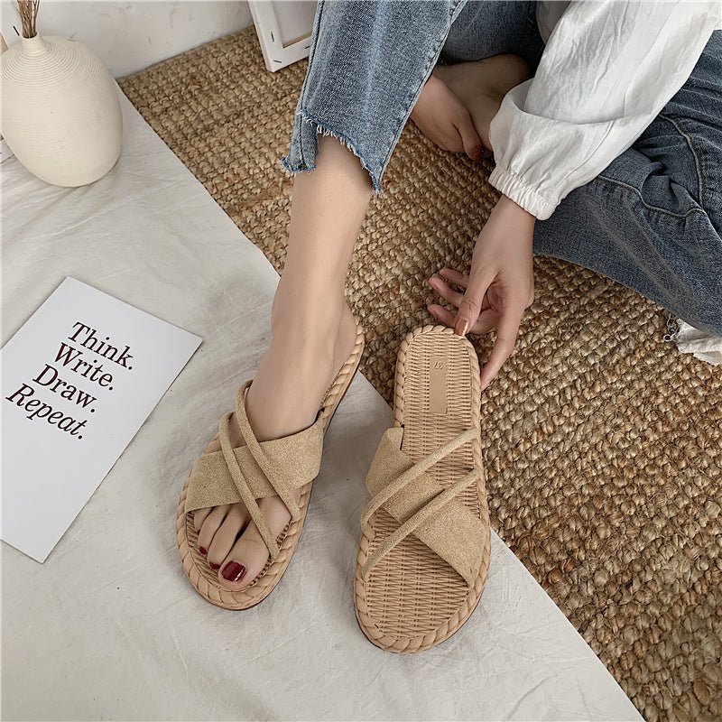 Beachy Straw Slippers - Beachy Cover Ups