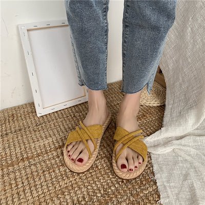 Beachy Straw Slippers - Beachy Cover Ups