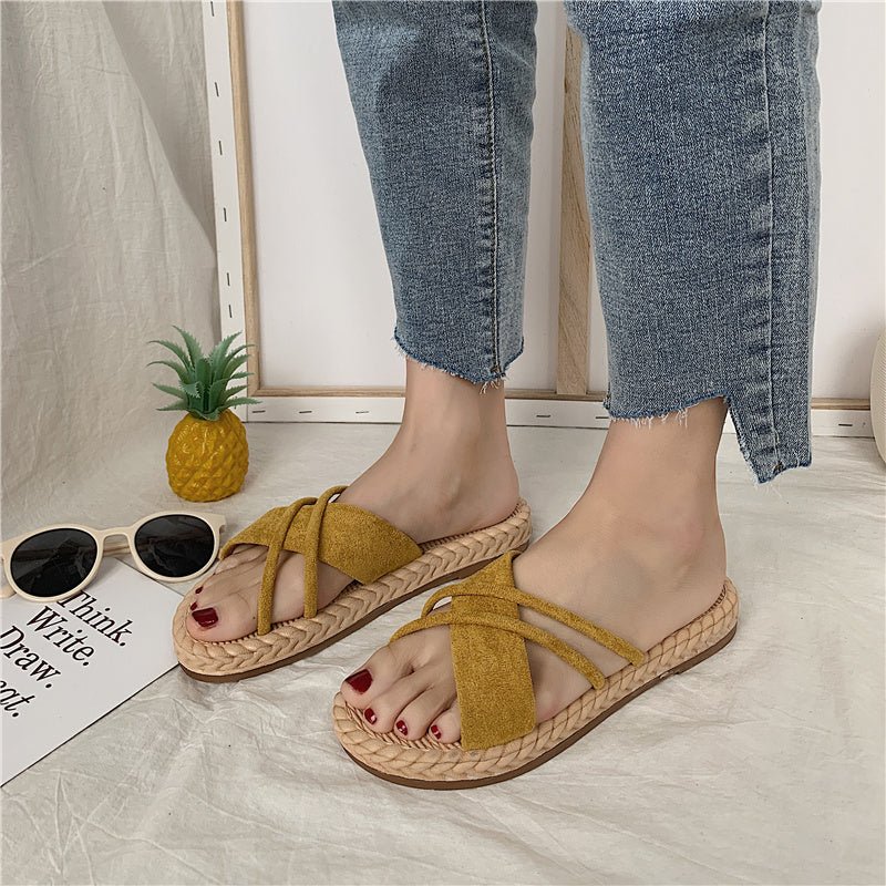 Beachy Straw Slippers - Beachy Cover Ups