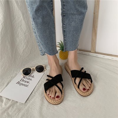 Beachy Straw Slippers - Beachy Cover Ups