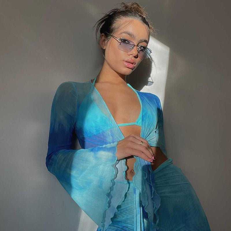 Blue Ocean Summer Short Skirt Set - Beachy Cover Ups
