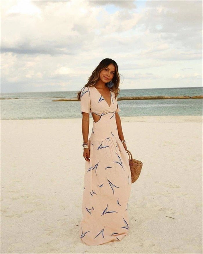 Bohemian Print Long Skirt Beach Dress - Beachy Cover Ups