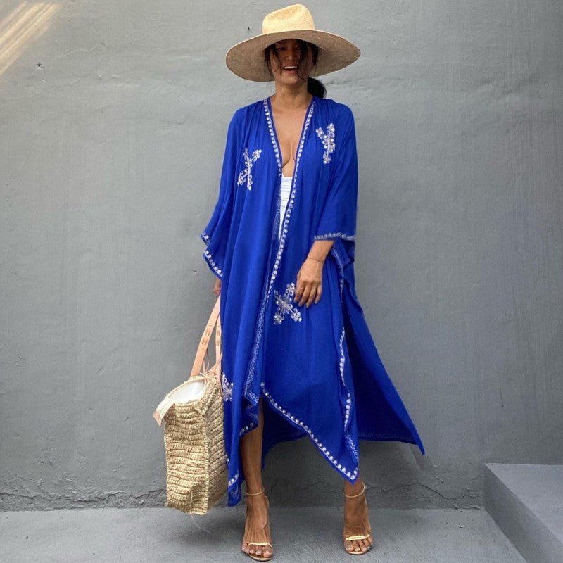 Embroidered Cardigan Beach Cover Up - Beachy Cover Ups