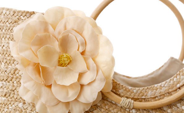 Flower Straw Woven Beach Bag - Beachy Cover Ups