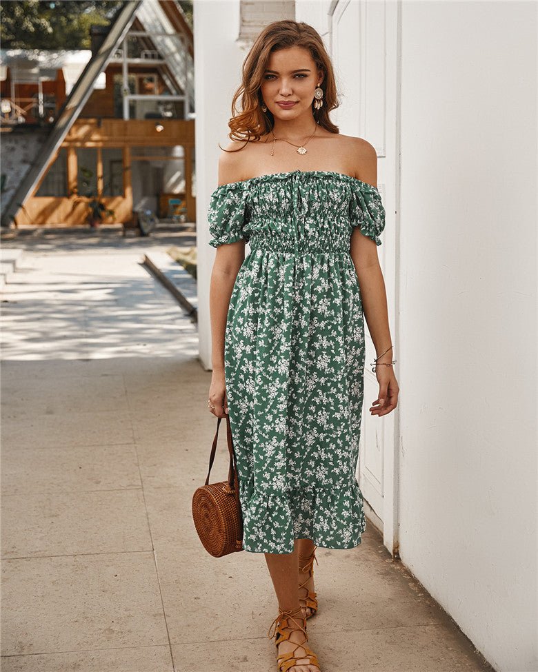 High Waist Floral Summer Midi Dress - Beachy Cover Ups