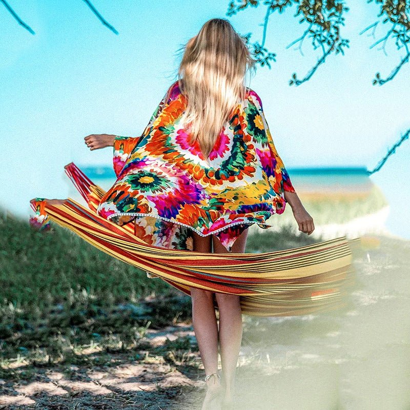 Psychedelic Printed Beach Cardigan - Beachy Cover Ups