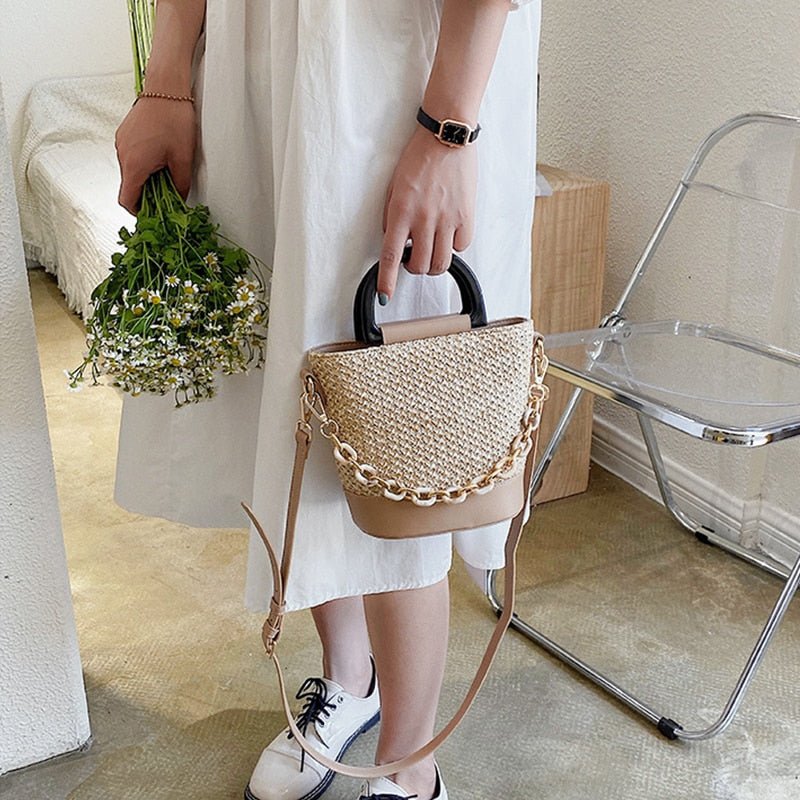Straw Beach Handbag - Beachy Cover Ups