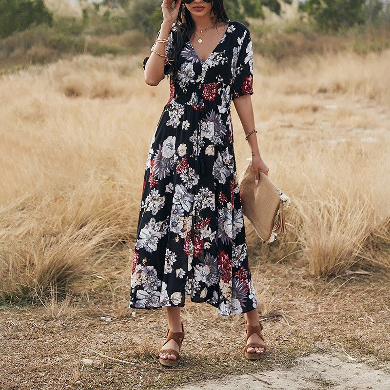 Summer Beach Elastic Waist Dress - Beachy Cover Ups