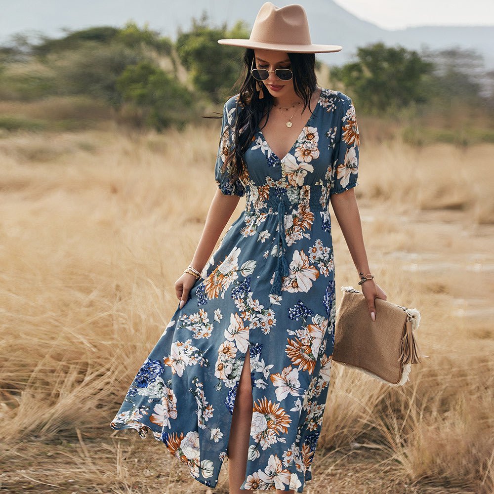 Summer Beach Elastic Waist Dress - Beachy Cover Ups