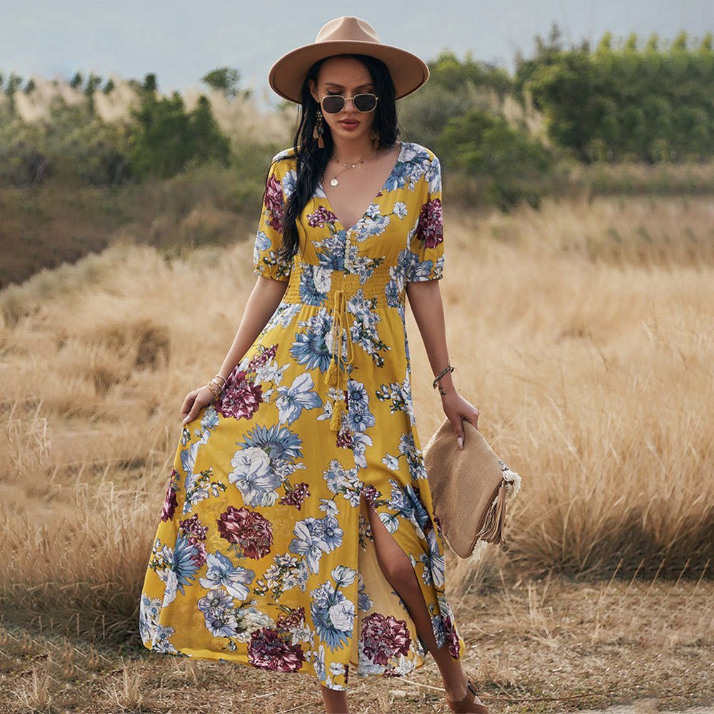 Summer Beach Elastic Waist Dress - Beachy Cover Ups