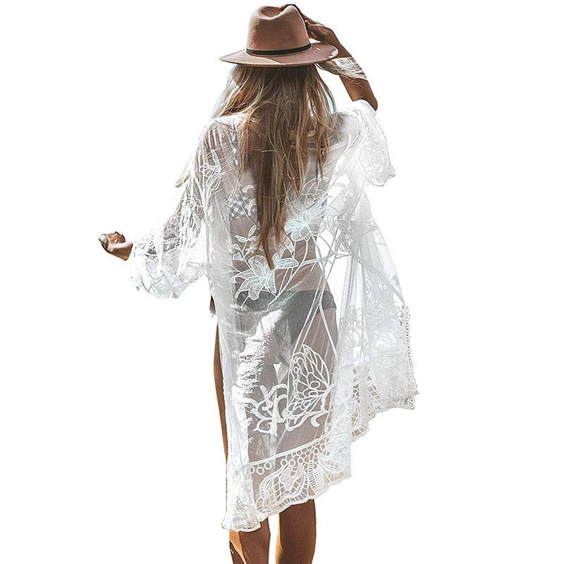 White Lace Flower Light Cover Up - Beachy Cover Ups