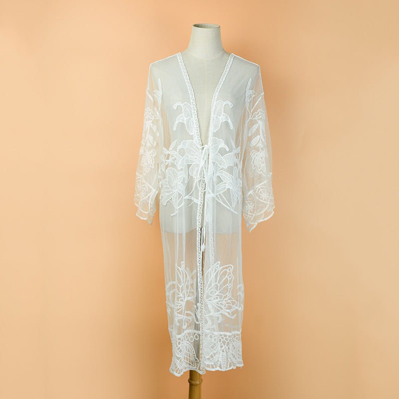 White Lace Flower Light Cover Up - Beachy Cover Ups