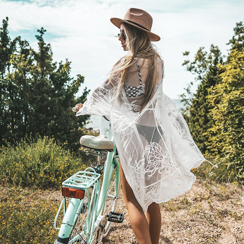 White Lace Flower Light Cover Up - Beachy Cover Ups